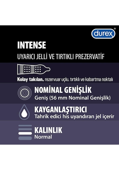 Durex Intense Prezervatif 10'lu + Humanlife 5 Gr X 10 Çilek Aromalı Jel Lubricant