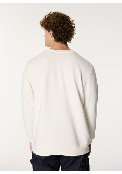 Mustang Beyaz Erkek Bisiklet Relaxed Baskılı Sweatshirt M4wm-swt-1819 Ekru