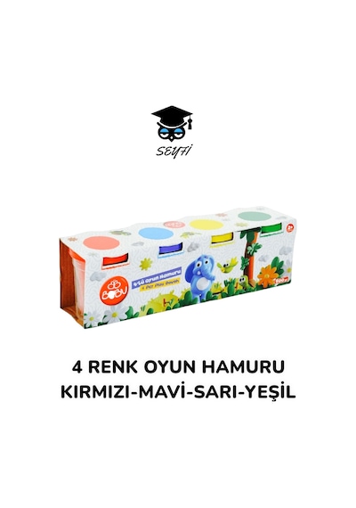 Büyük Boy Oyun Hamuru 4 Renk X 1o0 Gr Sarı Mavi Kırmızı Yeşil Renkler