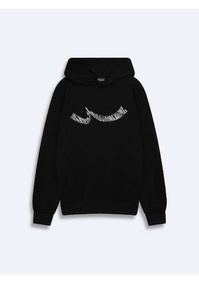 LTB Regular Fit Sign Baskılı Kapüşonlu Siyah Sweatshırt