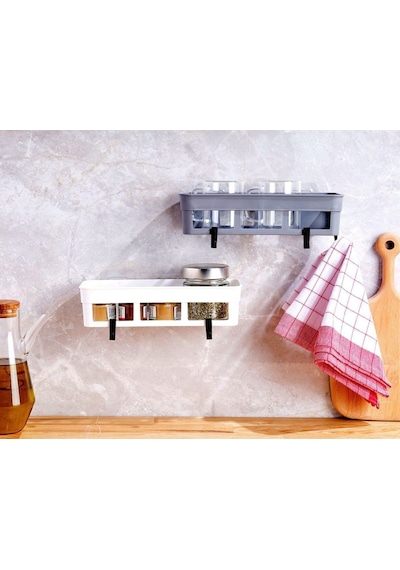 Mainshop 2 Li Yapışkanlı Mutfak Ve Banyo Rafı, Şampuan, Sabun, Duş Jeli Düzenleyici Beyaz Renk