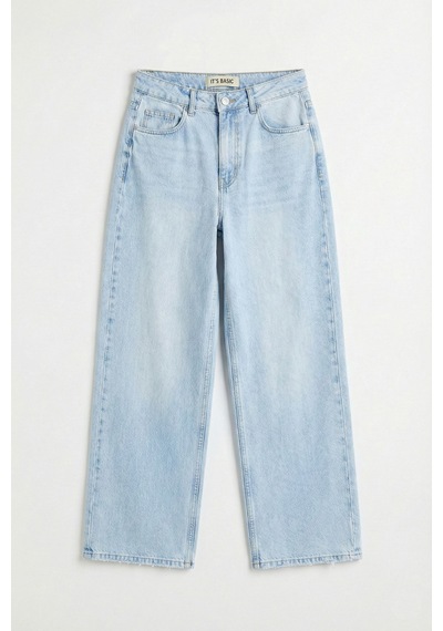 Itsbasic Kadın Ice 4s6-3 Süper Baggy Fit Bol Kesim Orta Bel Denim Jean Buz Mavi