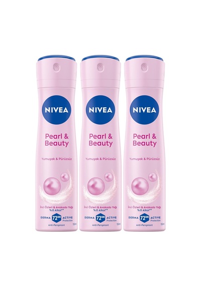 Kadın Sprey Deodorant Pearl&beauty, Ter Ve Ter Kokusuna Karşı 48 Saat Anti-perspirant Koruma 150ml X 3 Adet, Pürüzsüz Koltuk Altı, Avantajlı Paket