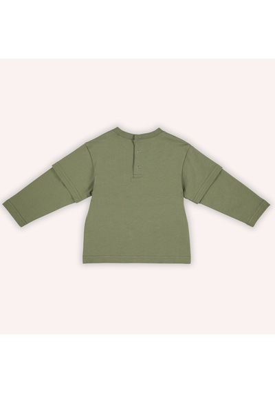 Panço Erkek Çocuk Baskılı Uzun Kollu T-shirt Haki