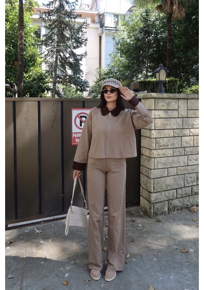 Kechi Woman Gabardin Kumaş Pantolon Bej