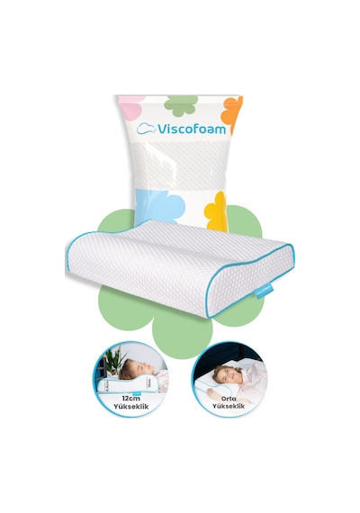 Viscofoam Yüksek Boyun Destekli Ortopedik Yastık Visco Yastık 58x39x12-8.5cm