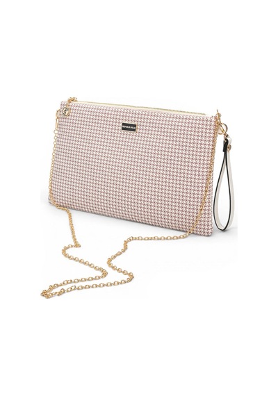 Silver Polo Bordo - Kemik Kaz Ayağı Ekose Kadın Portföy Ve Clutch El Çantası Sp1034