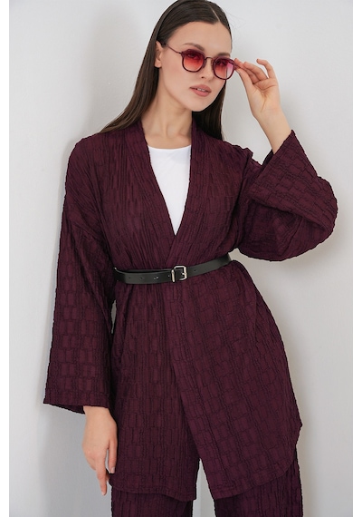 Bigdart Kadın Kimono Pantolon İkili Takım 30078 - Bordo