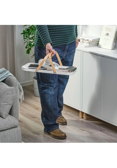 Ikea Grönfısk Bambu-beyaz 46x30 Cm Kulplu Tepsi Ahşap - Beyaz