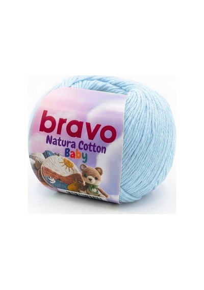 Natura Cotton Baby Bebe Mavi 604 %100 Pamuk Örgü İpi 50 Gr 130 Mt