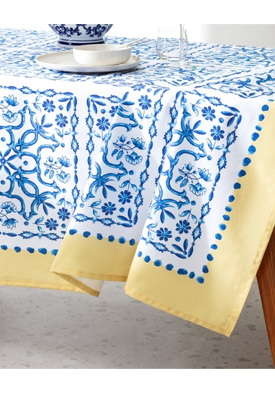 Madame Coco Ligny Masa Örtüsü - 150x250 Cm - Mavi/bej Maor0000000042