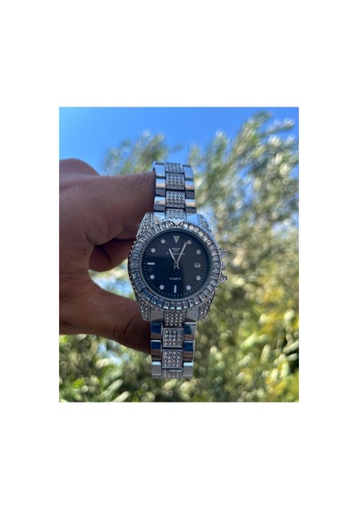 Taşlı Metal Kordon Kadın Kol Saati Gümüş/siyah - 646846802 Rose Gold