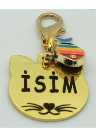 Caramelos Isimli Kedi Tasması Künyesi- Paslanmaz Metal- Çelik- Kişiye Özel Isimlik Çok Renkli-tek Ebat Diğer