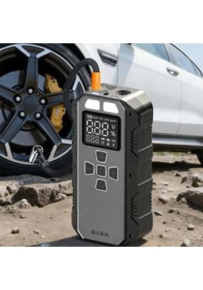 S-link Akt2027 Koyu Gri 8000mah 150 Psi 4 İn1 Powerbank+ Led Işıklastik Sisirme Ve Akü Takviye Cihazı