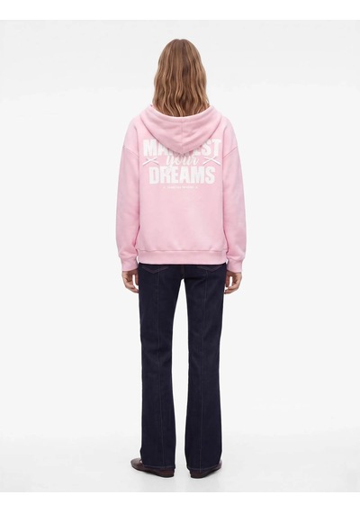 Koton Fiyonk Baskılı Fermuarlı Pembe Kadın Sweatshirt 7wal10103ık