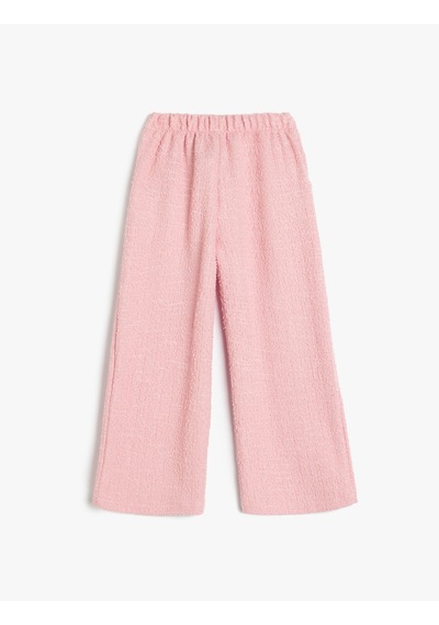 Koton Cep Detaylı Geniş Paça Tüvit Pantolon Pembe 5wmg40123ak Gül