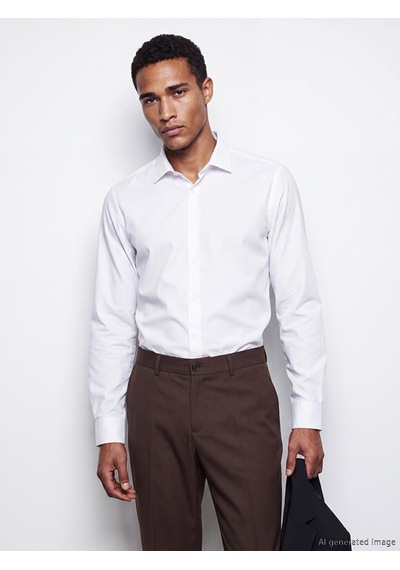 Lcw Busıness Beyaz Slim Fit Armürlü Erkek Basic Gömlek