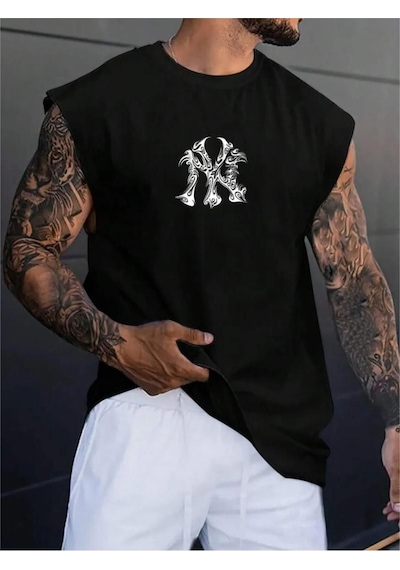 Altamira Erkek Ny Baskılı Oversize Kolsuz T-shirt 001