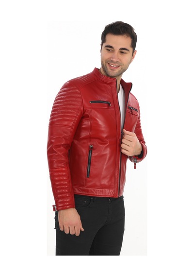 New Zaya Leather Erkek Biker Deri Ceket -