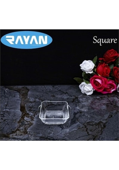 Square Tekli Kare Cam Kahvaltılık Kase Royaleks-25057 Çok Renkli