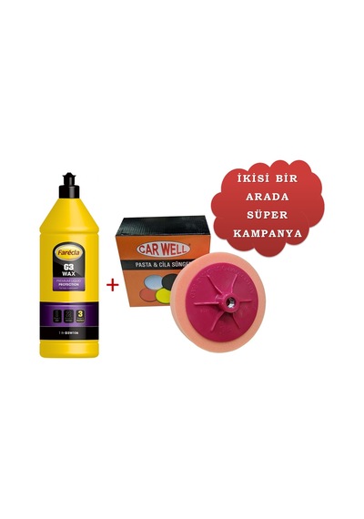 Farecla G3 Wax Cila 1 L + Car Well Siyah Cila Süngeri 150 MM