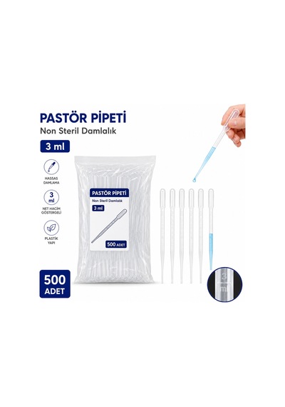 Pastör Pipeti Damlalık 3 Ml Plastik 500 Adet