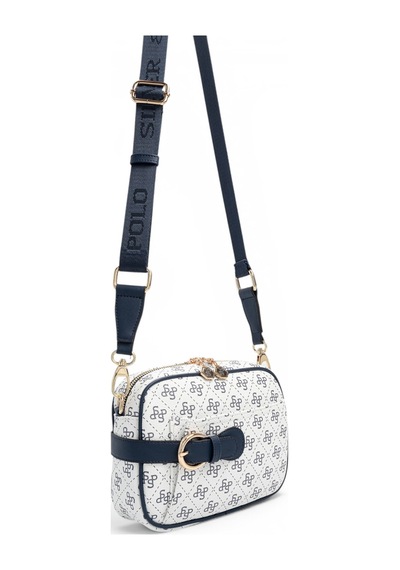 Silver & Polo Silver Polo Beyaz - Lacivert Monogram Kadın Çapraz Çanta Sp1256