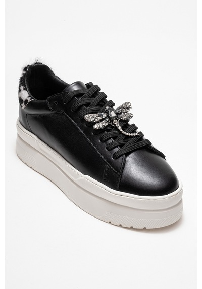 Luvishoes Luvi Shoes Laren Siyah Cilt Hakiki Deri Tokalı Kadın Günlük Spor Ayakkabı Siyah