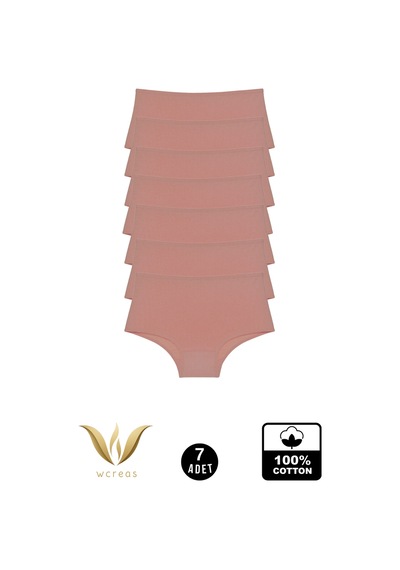 Wcreas Yüksek Bel Pamuklu Kadın Külot, 7'li Paket Pamuklu Yumuşak Kumaş Kadın Külot Vizon
