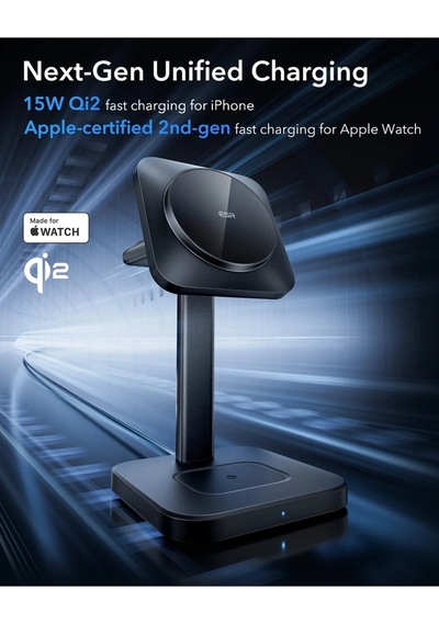 Halolock Qi2 3 In 1 iPhone + Apple AirPods Uyumlu Watch Magsafe Şarj Standı Siyah Mfm Lisans
