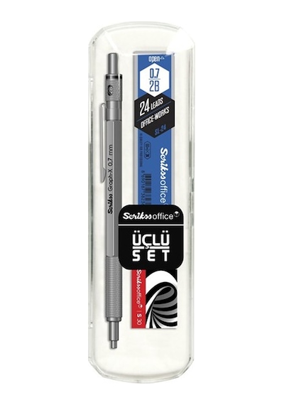 Scrikss Graph-X 0.7Mm + Silgi + 0.7Mm Kurşun Versatil Kalem  3'Lü