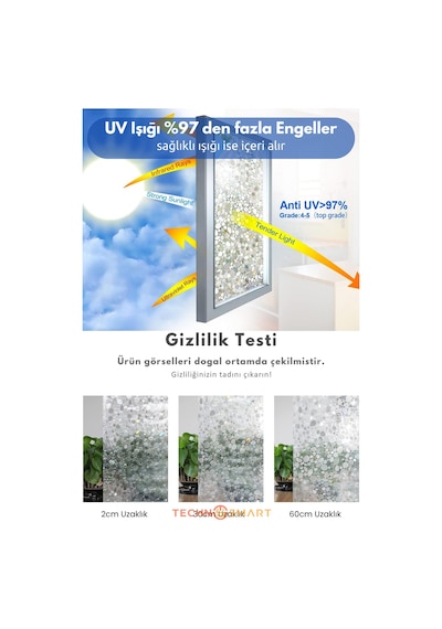 Technosmart Çakıl Taşı Desenli Statik Cam Filmi 60x100 Cm Rulo Halinde Efektli