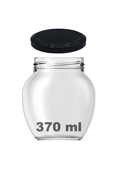 Afracam 370 ML Siyah Metal Kapaklı Şeffaf Yumurta Cam Kavanoz