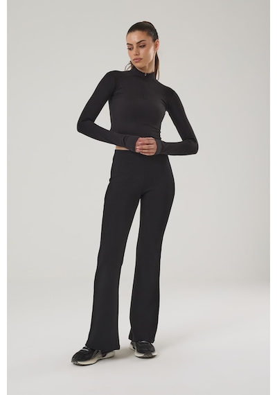 Exuma Kadın Yüksel Bel Bol Paça Spor Tayt 4023 Si Yah