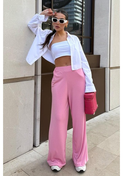 Madmext Pembe Yüksek Bel Rahat Kesim Geniş Paça Kadın Eşofman Mg2309 Pembe Madmext Pembe Yüksek Bel Rahat Kesim Geniş Paça Kadın Eşofman Mg2309 Pembe