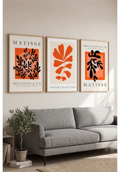 Doğal Ahşap Çerçeveli Turuncu Siyah Matisse Soyut Botanik Üçlü Duvar Tablosu Modern Sanat Dekorasyonu Kabartma Görünümlüdür Bej Doğal Ahşap Çerçeveli Turuncu Siyah Matisse Soyut Botanik Üçlü Duvar Tablosu Modern Sanat Dekorasyonu Kabartma Görünümlüdür Bej