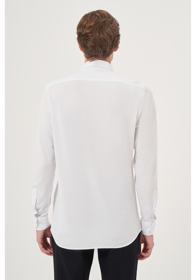 Morven Erkek Beyaz Örme Slim Fit Düğmeli Yaka Gömlek 25ms004024600 Beyaz Beyaz