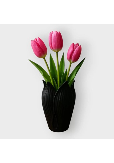 Lotus 3d Dekorati F Vazo 18 Cm Siyah