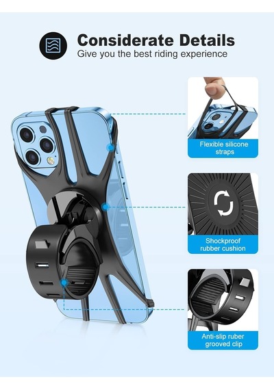 Bisiklet İçin Silikon Telefon Tutucu, 360 Derece Dönebilen, Tüm Telefonlarla Uyumlu, Güvenli Ve Esnek Tutuş, Dayanıklı Açık Hava Aksesuarı Diğer