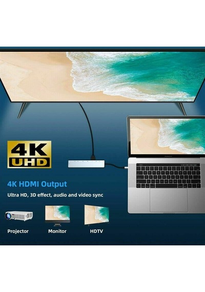Type C To Hdmi Usb 3.0 8in1 Kart Okuyucu Rj45 Ethernet Çevirici