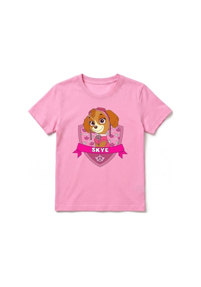 Urbantrendstore Paw Patrol Skye Unisex Kız Çocuk Bisiklet Yuvarlak Yaka Basic Kısa Kollu %100 Pamuk Tişört Pembe