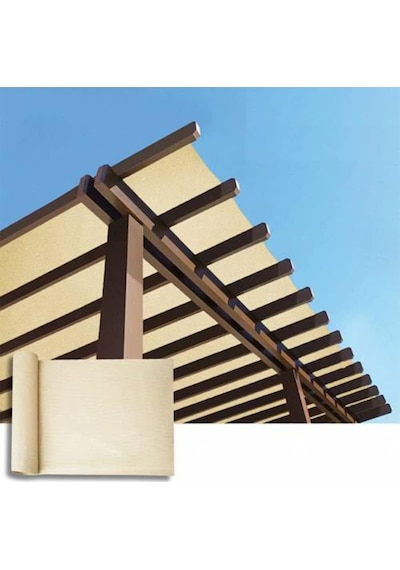 %95 Güneş Geçirmez Gölgelik File, Gölgeleme Tülü, Çit Filesi, Balkon Gölgeliği 2x2 M2 -krem
