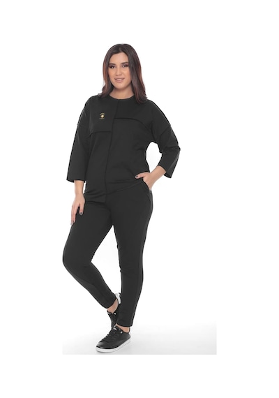 Lady Majestic Cotton 1. Kalite Büyük Beden Özel Tasarım Eşofman Takımı Siyah