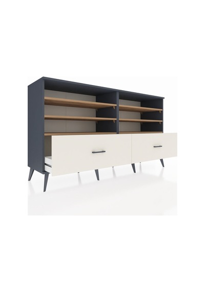 Hyperion Konsol 6 Raflı 2 Çekmeceli 176x44x99 Antrasit-çam/aytaş Antrasit-çam/aytaşı