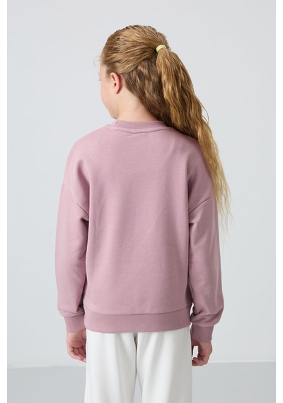 Oversize 3lü Paket Siyah-gül Kurusu-açık Mavi Kız Çocuk Sweatshirt - 75150 Siyah - Pembe