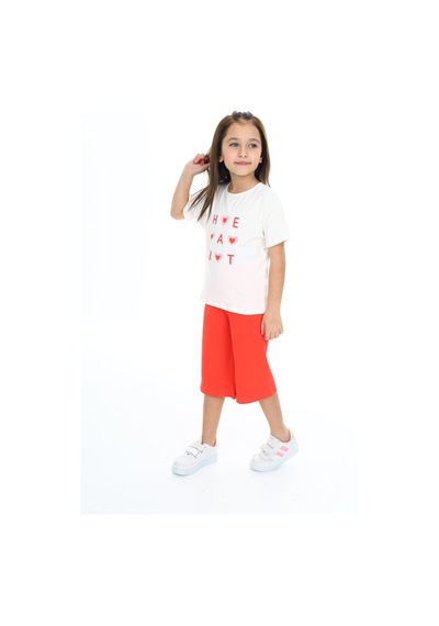 Toontoy Kids Toontoy Kız Çocuk Baskılı Kaprili Takım Nar Çiçeği