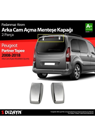 Peugeot Partner Tepee Krom Arka Cam Açma Menteşe Kapağı 2 Prç 200
