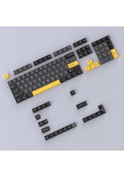 Gri Ve Sarı Mekanik Klavye Tuş Başlıkları Keycaps, Pbt Küçük Komple Set, Çift Renkli