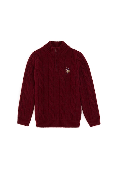 U.S. Polo Assn. Erkek Çocuk Yarım Fermuarlı Bordo Kazak 50297422-VR014