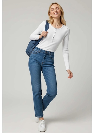İsiltikidsmoda Çıtçıt Detaylı Bluz Beyaz T4343 Çok Renkli